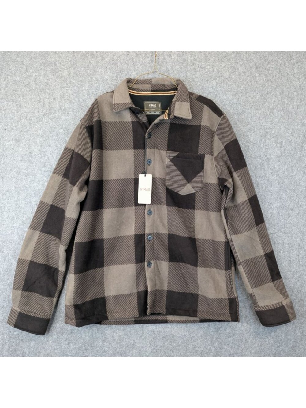 Nomad Mens Medium Flannel Shirt Brown Buffalo Plaid Button Down Jacket NEW - Picture 2 of 8